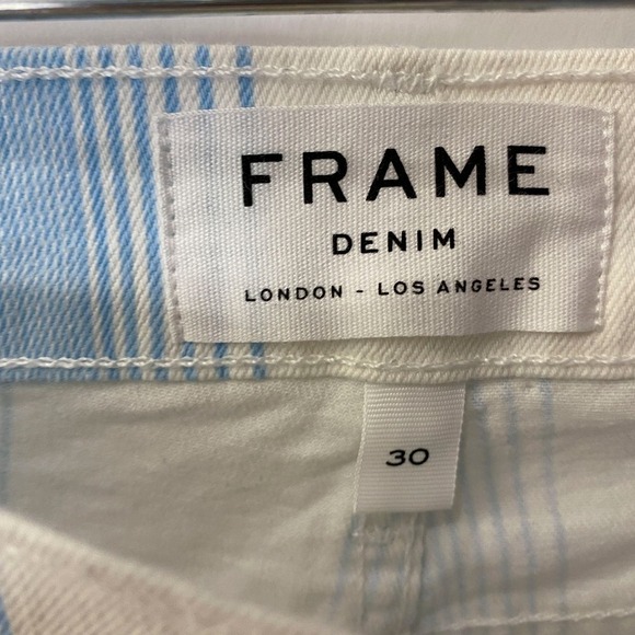 Frame le high ankle skinny crop White Blue ombre Stripe Skinny size 30 - Picture 3 of 11